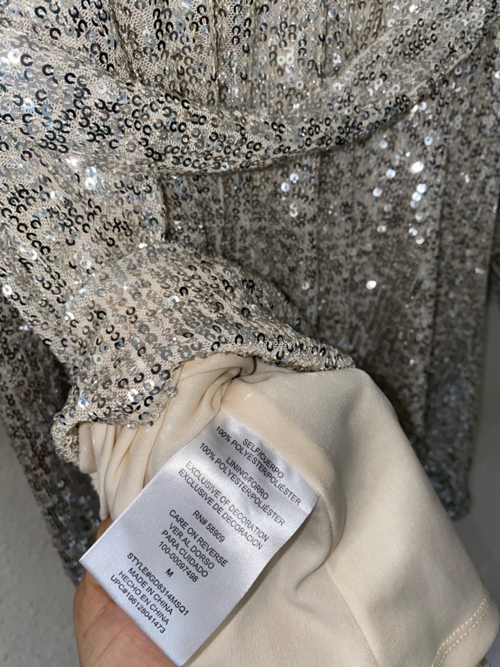 GB girls Silver Sequin Wrap Long Sleeve Dress - Picture 7 of 8